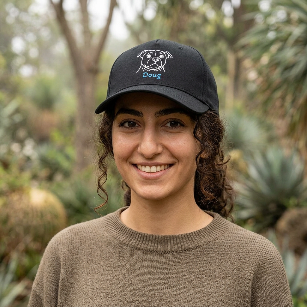 Cap with embroidered portrait