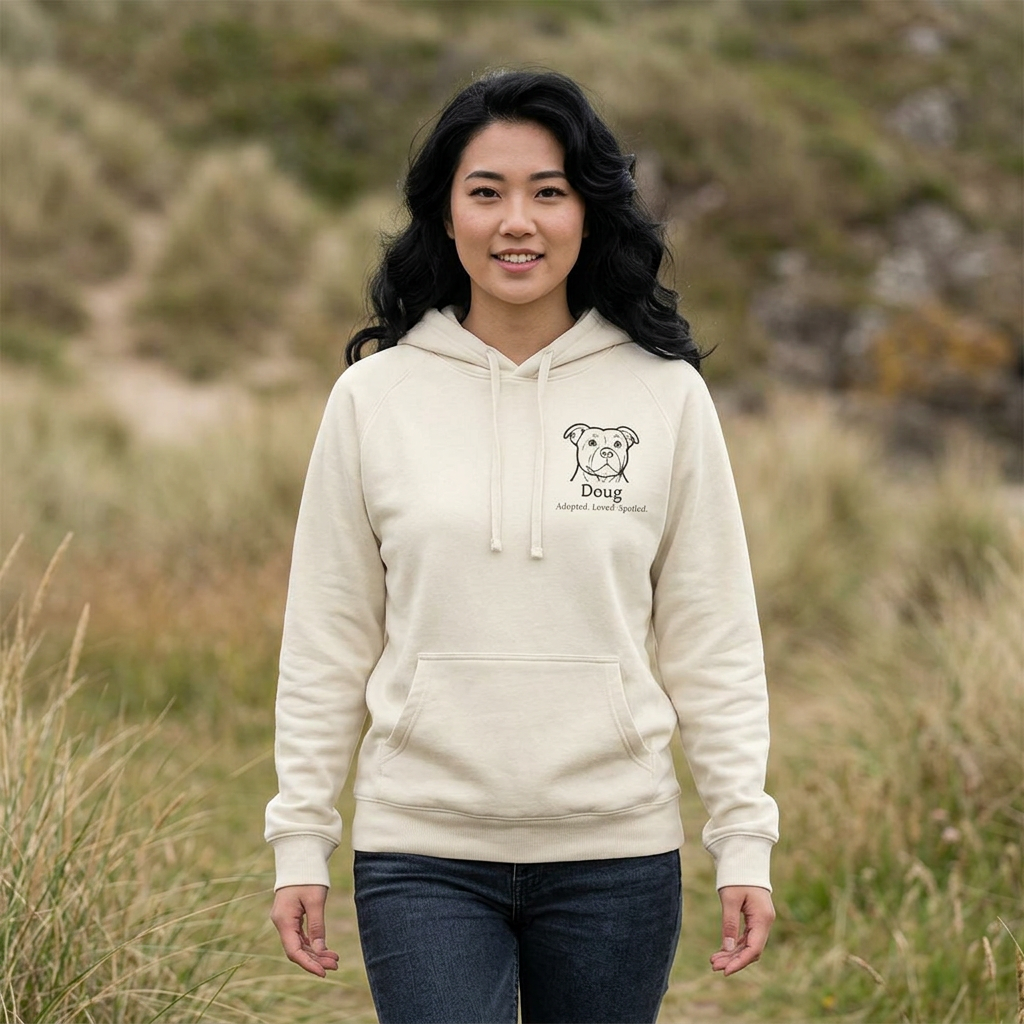 Hoodie with small front portrait