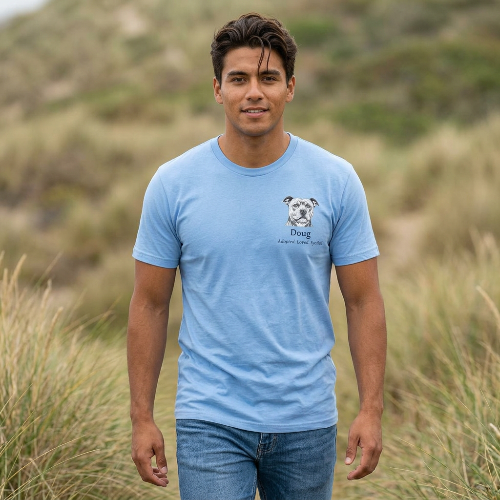 Men's tee with small front portrait