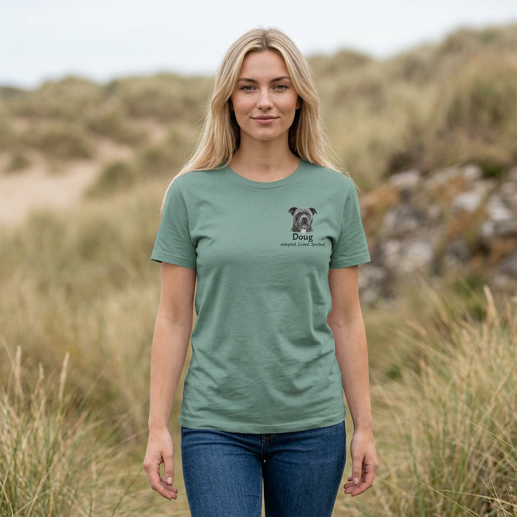 Women's tee with small front portrait